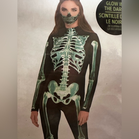 Skeleton Glow-in-the-Dark Full Body Catsuit Costume Adult Size L/XL NWT - Picture 4 of 9
